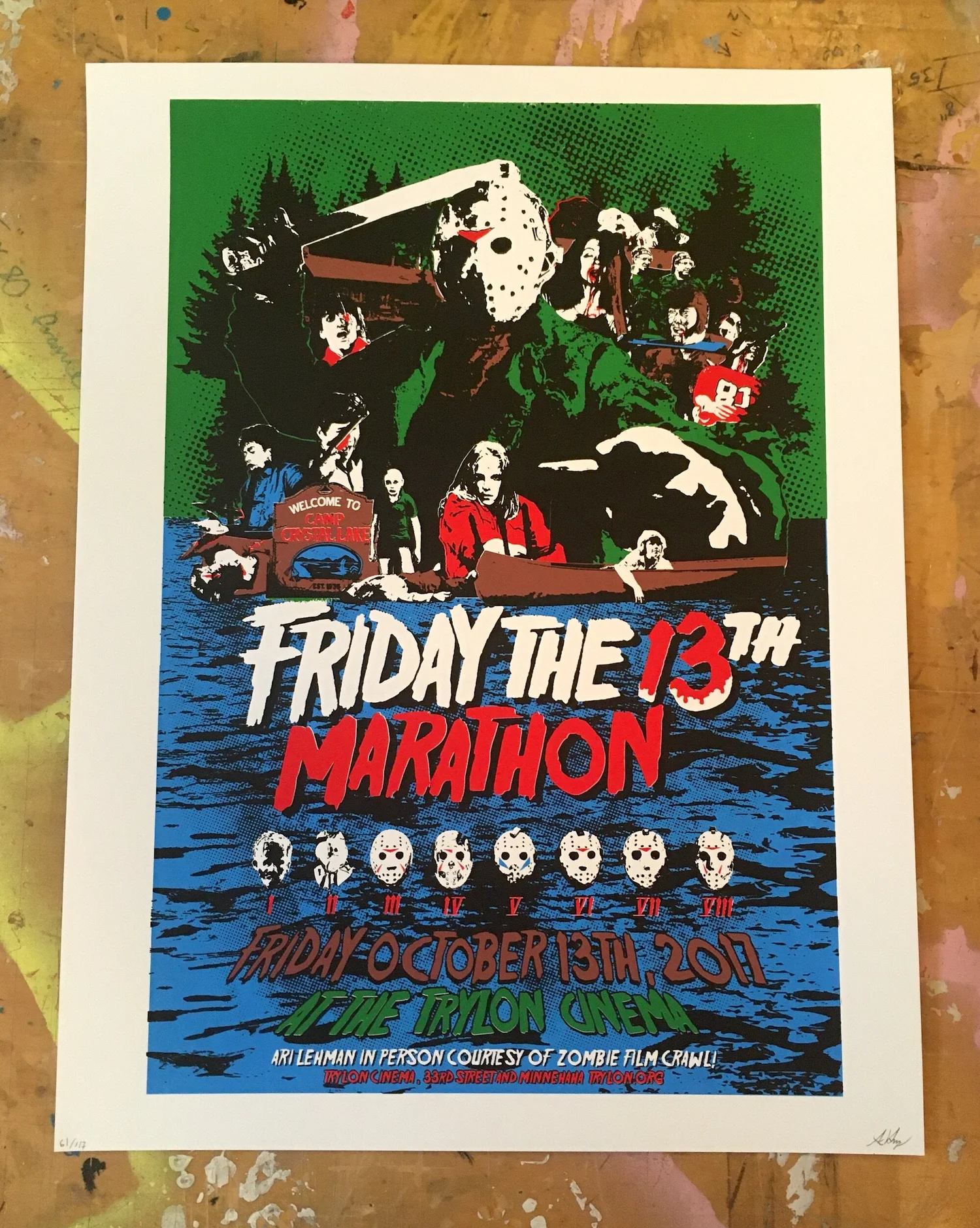 FRIDAY THE 13TH MARATHON SCREENPRINT POSTER — TIM MONSTERS! -